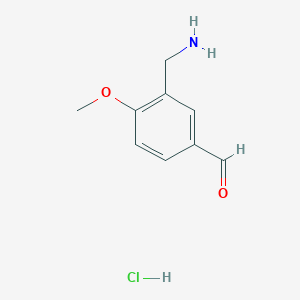 molecular formula C9H12ClNO2 B1382170 3-(Aminomethyl)-4-methoxybenzaldehyde hydrochloride CAS No. 1820735-85-0
