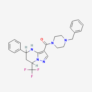 molecular formula C25H26F3N5O B13821906 (4-Benzylpiperazin-1-yl)[5-phenyl-7-(trifluoromethyl)-4,5,6,7-tetrahydropyrazolo[1,5-a]pyrimidin-3-yl]methanone 