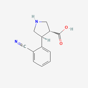 molecular formula C12H12N2O2 B13821958 (3R,4S)-4-(2-cyanophenyl)pyrrolidine-3-carboxylic acid CAS No. 2098497-36-8