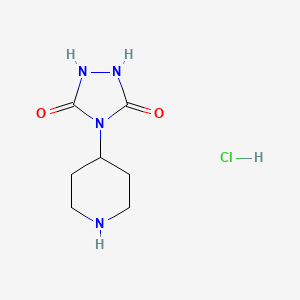 molecular formula C7H13ClN4O2 B1382207 4-(Piperidin-4-yl)-1,2,4-triazolidine-3,5-dione hydrochloride CAS No. 1787858-08-5