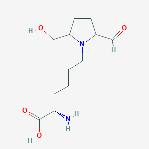 molecular formula C12H22N2O4 B13822423 (2S)-2-amino-6-[2-formyl-5-(hydroxymethyl)pyrrolidin-1-yl]hexanoic acid 