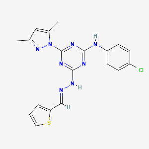 molecular formula C19H17ClN8S B13822639 N-(4-chlorophenyl)-4-(3,5-dimethyl-1H-pyrazol-1-yl)-6-[(2E)-2-(thiophen-2-ylmethylidene)hydrazinyl]-1,3,5-triazin-2-amine 