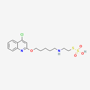 molecular formula C16H21ClN2O4S2 B13822661 Ethanethiol, 2-(5-(4-chloro-2-quinolyloxy)pentyl)amino-, hydrogen sulfate (ester) CAS No. 41287-29-0