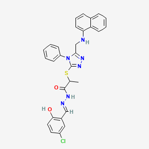 molecular formula C29H25ClN6O2S B13822954 N'-[(E)-(5-chloro-2-hydroxyphenyl)methylidene]-2-({5-[(naphthalen-1-ylamino)methyl]-4-phenyl-4H-1,2,4-triazol-3-yl}sulfanyl)propanehydrazide 