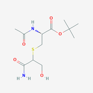 molecular formula C12H22N2O5S B13822982 tert-butyl (2R)-2-acetamido-3-(1-amino-3-hydroxy-1-oxopropan-2-yl)sulfanylpropanoate 