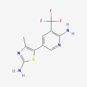 molecular formula C10H9F3N4S B1382314 5-(6-Amino-5-(trifluoromethyl)pyridin-3-yl)-4-methylthiazol-2-amine CAS No. 1395492-82-6