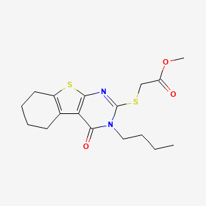 molecular formula C17H22N2O3S2 B13823164 Methyl [(3-butyl-4-oxo-3,4,5,6,7,8-hexahydro[1]benzothieno[2,3-d]pyrimidin-2-yl)sulfanyl]acetate 