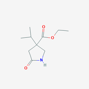 molecular formula C10H17NO3 B1382320 Ethyl 5-oxo-3-(propan-2-yl)pyrrolidine-3-carboxylate CAS No. 1803580-58-6