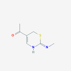 molecular formula C7H10N2OS B13823603 Ethanone, 1-[2-(methylamino)-6h-1,3-thiazin-5-yl]- 