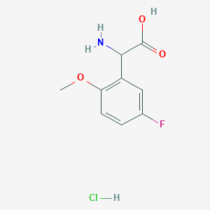 molecular formula C9H11ClFNO3 B1382368 2-Amino-2-(5-fluoro-2-methoxyphenyl)acetic acid hydrochloride CAS No. 1803566-64-4