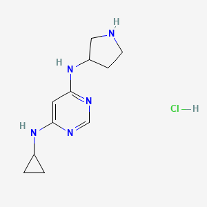molecular formula C11H18ClN5 B13824162 6-N-cyclopropyl-4-N-pyrrolidin-3-ylpyrimidine-4,6-diamine;hydrochloride 