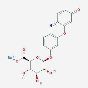 molecular formula C18H14NNaO9 B13824429 Sodium (2S,3S,4S,5R,6S)-3,4,5-trihydroxy-6-((3-oxo-3H-phenoxazin-7-yl)oxy)tetrahydro-2H-pyran-2-carboxylate 