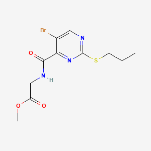 molecular formula C11H14BrN3O3S B13824636 methyl N-{[5-bromo-2-(propylsulfanyl)pyrimidin-4-yl]carbonyl}glycinate 