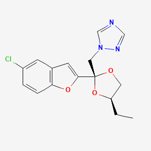 molecular formula C16H16ClN3O3 B13824649 1H-1,2,4-Triazole, 1-((2-(5-chloro-2-benzofuranyl)-4-ethyl-1,3-dioxolan-2-yl)methyl)-, cis- CAS No. 98519-06-3