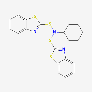 molecular formula C20H19N3S4 B13824702 N-(Benzothiazol-2-ylthio)-N-cyclohexylbenzothiazole-2-sulphenamide CAS No. 3264-02-6