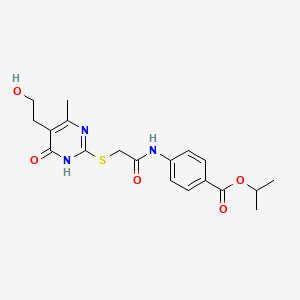 molecular formula C19H23N3O5S B13824732 propan-2-yl 4-[[2-[[5-(2-hydroxyethyl)-6-methyl-4-oxo-1H-pyrimidin-2-yl]sulfanyl]acetyl]amino]benzoate 