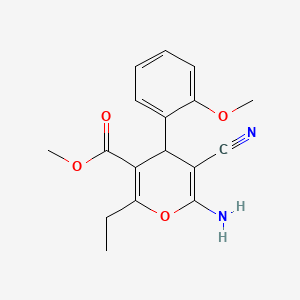 molecular formula C17H18N2O4 B13824746 methyl 6-amino-5-cyano-2-ethyl-4-(2-methoxyphenyl)-4H-pyran-3-carboxylate 