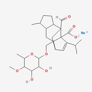 molecular formula C27H39NaO8 B13824847 Sodium;2-[(3,4-dihydroxy-5-methoxy-6-methyloxan-2-yl)oxymethyl]-9-ormyl-5-methyl-13-propan-2-yltetracyclo[7.4.0.02,11.04,8]tridec-12-ene-1-carboxylate 