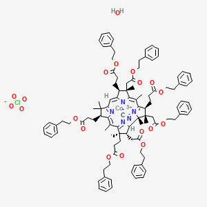 molecular formula C102H117ClCoN5O19 B13824882 cobalt(3+);2-phenylethyl 3-[(1R,2S,3S,5Z,7S,8S,9Z,13S,14Z,17R,18R)-1,2,5,7,12,12,15,17-octamethyl-2,7,18-tris[2-oxo-2-(2-phenylethoxy)ethyl]-3,13,17-tris[3-oxo-3-(2-phenylethoxy)propyl]-8,13,18,19-tetrahydro-3H-corrin-22-id-8-yl]propanoate;cyanide;perchlorate;hydrate 