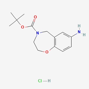 molecular formula C14H21ClN2O3 B1382490 Tert-butyl 7-amino-2,3,4,5-tetrahydro-1,4-benzoxazepine-4-carboxylate hydrochloride CAS No. 1803582-66-2