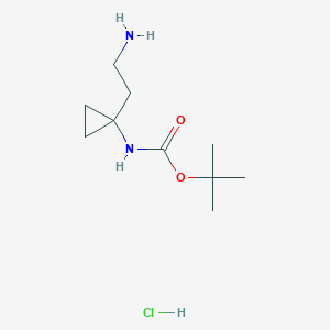 molecular formula C10H21ClN2O2 B1382499 tert-butyl N-[1-(2-aminoethyl)cyclopropyl]carbamate hydrochloride CAS No. 1803589-72-1