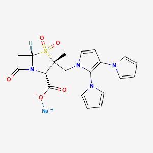 molecular formula C20H19N4NaO5S B13825030 sodium;(2S,3R,5S)-3-[[2,3-di(pyrrol-1-yl)pyrrol-1-yl]methyl]-3-methyl-4,4,7-trioxo-4λ6-thia-1-azabicyclo[3.2.0]heptane-2-carboxylate 