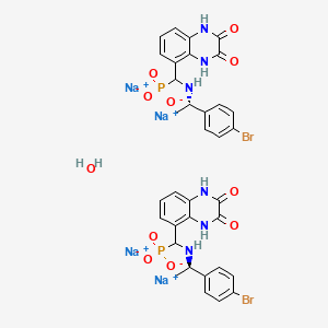 molecular formula C34H32Br2N6Na4O11P2 B13825095 tetrasodium;5-[[[(1R)-1-(4-bromophenyl)ethyl]amino]-phosphonatomethyl]-1,4-dihydroquinoxaline-2,3-dione;5-[[[(1S)-1-(4-bromophenyl)ethyl]amino]-phosphonatomethyl]-1,4-dihydroquinoxaline-2,3-dione;hydrate 