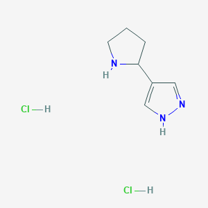 molecular formula C7H13Cl2N3 B1382526 4-(pyrrolidin-2-yl)-1H-pyrazole dihydrochloride CAS No. 1803586-05-1