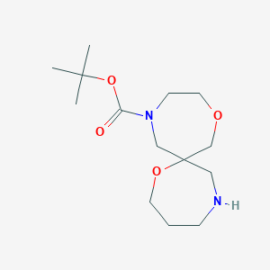 molecular formula C14H26N2O4 B1382563 tert-Butyl 1,9-dioxa-5,12-diazaspiro[6.6]tridecane-12-carboxylate CAS No. 1341039-97-1