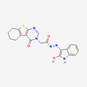 molecular formula C20H17N5O3S B13825910 N'-(2-oxoindol-3-yl)-2-(4-oxo-5,6,7,8-tetrahydro-[1]benzothiolo[2,3-d]pyrimidin-3-yl)acetohydrazide 