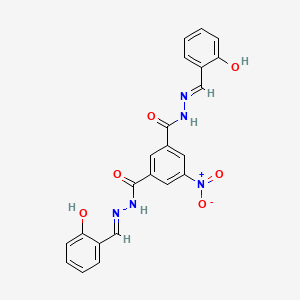 molecular formula C22H17N5O6 B13825926 N'~1~,N'~3~-bis[(E)-(2-hydroxyphenyl)methylidene]-5-nitrobenzene-1,3-dicarbohydrazide 