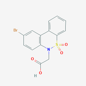 molecular formula C14H10BrNO4S B1382658 (9-Bromo-5,5-dioxido-6H-dibenzo[c,e][1,2]thiazin-6-yl)acetic acid CAS No. 1858249-93-0