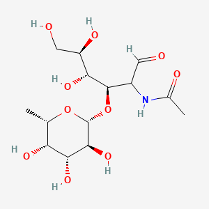 molecular formula C14H25NO10 B13826741 N-[(3R,4R,5R)-4,5,6-trihydroxy-1-oxo-3-[(2R,3S,4R,5S,6S)-3,4,5-trihydroxy-6-methyloxan-2-yl]oxyhexan-2-yl]acetamide 