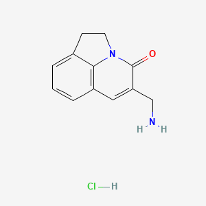 molecular formula C12H13ClN2O B1382685 5-(aminomethyl)-1,2-dihydro-4H-pyrrolo[3,2,1-ij]quinolin-4-one hydrochloride CAS No. 1881328-51-3
