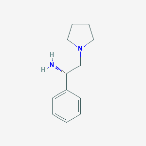 molecular formula C12H18N2 B138269 1-Pyrrolidineethanamine, alpha-phenyl-, (alphaS)- CAS No. 137581-63-6