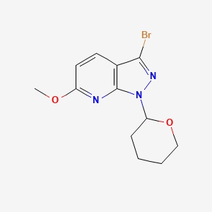 molecular formula C12H14BrN3O2 B1382692 3-Bromo-6-methoxy-1-(tetrahydro-2H-pyran-2-yl)-1H-pyrazolo[3,4-b]pyridine CAS No. 1416713-54-6
