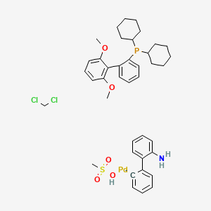 molecular formula C40H51Cl2NO5PPdS- B13826924 Dichloromethane;dicyclohexyl-[2-(2,6-dimethoxyphenyl)phenyl]phosphane;methanesulfonic acid;palladium;2-phenylaniline 