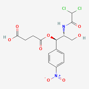 molecular formula C15H16Cl2N2O8 B13826979 Butanedioic acid, mono(2-((dichloroacetyl)amino)-3-hydroxy-1-(4-nitrophenyl)propyl) ester, (R-(R*,R*))- CAS No. 75725-02-9