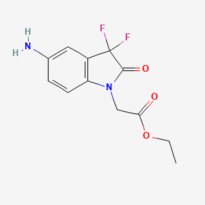 molecular formula C12H12F2N2O3 B1382706 ethyl 2-(5-amino-3,3-difluoro-2-oxo-2,3-dihydro-1H-indol-1-yl)acetate CAS No. 1808408-97-0