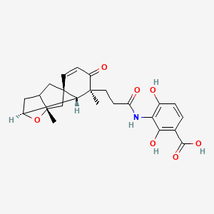 molecular formula C24H27NO7 B13827069 3-[3-[(1S,5S,6R,7S,9S)-5,9-dimethyl-4-oxo-8-oxatetracyclo[7.2.1.17,10.01,6]tridec-2-en-5-yl]propanoylamino]-2,4-dihydroxybenzoic acid 