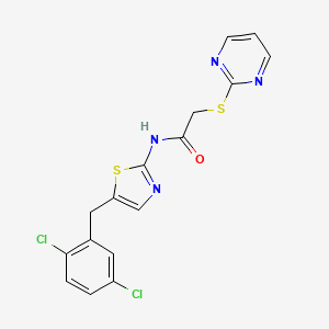 molecular formula C16H12Cl2N4OS2 B13827706 N-[5-(2,5-dichlorobenzyl)-1,3-thiazol-2-yl]-2-(pyrimidin-2-ylsulfanyl)acetamide 