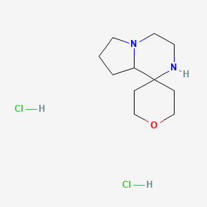 molecular formula C11H22Cl2N2O B1382801 decahydro-2'H-spiro[pyran-4,1'-pyrrolo[1,2-a]pyrazine] dihydrochloride CAS No. 1803562-81-3