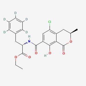molecular formula C22H22ClNO6 B13828116 ethyl (2S)-2-[[(3R)-5-chloro-8-hydroxy-3-methyl-1-oxo-3,4-dihydroisochromene-7-carbonyl]amino]-3-(2,3,4,5,6-pentadeuteriophenyl)propanoate 
