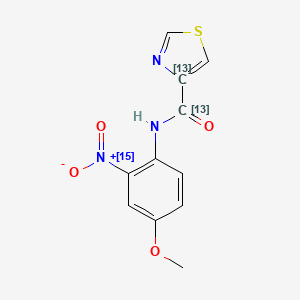 molecular formula C11H9N3O4S B13828138 N-(4-Methoxy-2-nitrophenyl)-4-thiazolecarboxamide-13C2,15N 