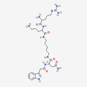 molecular formula C30H49N11O5 B13828310 N-[5-[[5-amino-2-[[2-amino-5-(diaminomethylideneamino)pentanoyl]amino]pentanoyl]amino]pentyl]-2-[[2-(1H-indol-3-yl)acetyl]amino]butanediamide 