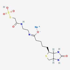 molecular formula C14H23N4NaO6S3 B13828324 sodium;5-[(3aS,4S,6aR)-2-oxo-1,3,3a,4,6,6a-hexahydrothieno[3,4-d]imidazol-4-yl]-N-[2-[(2-sulfosulfanylacetyl)amino]ethyl]pentanimidate 