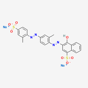 molecular formula C24H18N4Na2O7S2 B13828388 Disodium;4-hydroxy-3-[[2-methyl-4-[(2-methyl-4-sulfonatophenyl)diazenyl]phenyl]diazenyl]naphthalene-1-sulfonate 