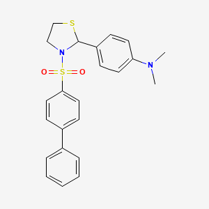 molecular formula C23H24N2O2S2 B13828637 N,N-dimethyl-4-[3-(4-phenylphenyl)sulfonyl-1,3-thiazolidin-2-yl]aniline 
