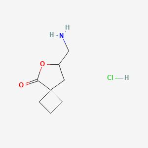 molecular formula C8H14ClNO2 B1382885 7-(Aminomethyl)-6-oxaspiro[3.4]octan-5-one hydrochloride CAS No. 1803602-25-6