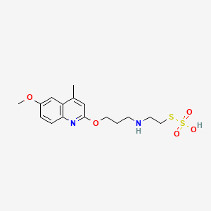 molecular formula C16H22N2O5S2 B13828858 S-2-((3-(6-Methoxy-4-methyl-2-quinolyloxy)propyl)amino)ethyl hydrogen thiosulfate CAS No. 41287-33-6